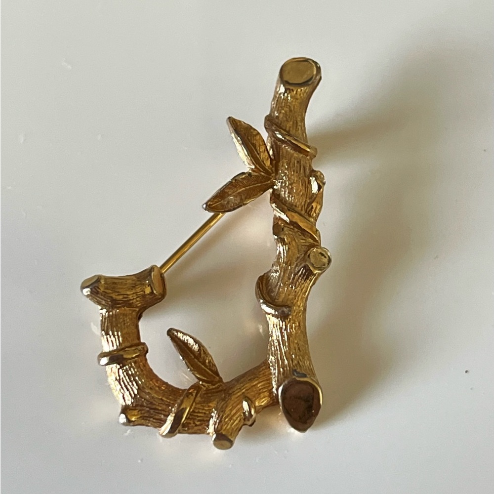 Vintage Sarah Coventry Gold Nature-Inspired Brooch monogram letter initial gift